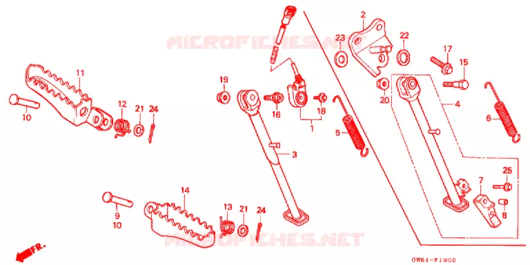 REPOSE PIED - BEQUILLE Honda MOTO 80 CRM 1988  CRM80J