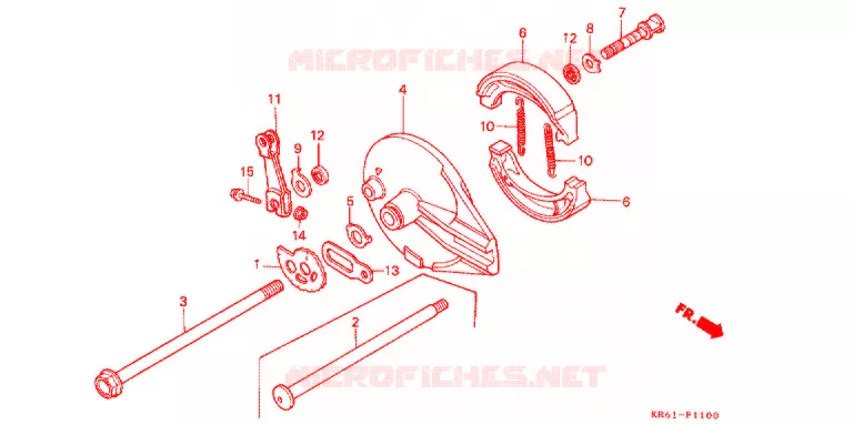 FLASQUE - MACHOIRES DE FREIN ARRIERE (RF/R2F/RH) Honda MOTO 250 XL 1985  XLR250R2F