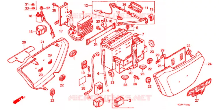 COUVERCLE LATERAL - BATTERIE Honda MOTO 125 CD 1993  CD125TP