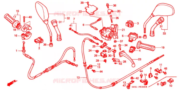 COMMODO - LEVIER - CABLE Honda SCOOTER 100 LEAD 1998  NH100W