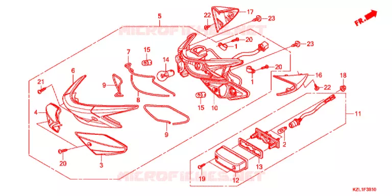 FEUX ARRIERE Honda SCOOTER 110 DIO 2012  NSC110WHB