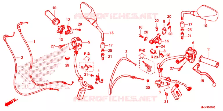 LEVIER DE GUIDON - CABLE - COMMODO Honda MOTO 650 CB 2019  CB650RAK