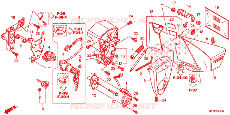 COUVERCLE LATERAL - OUTILS - CONTACTEUR A CLES Honda MOTO 1300 VT 2019  VT1300CXAK