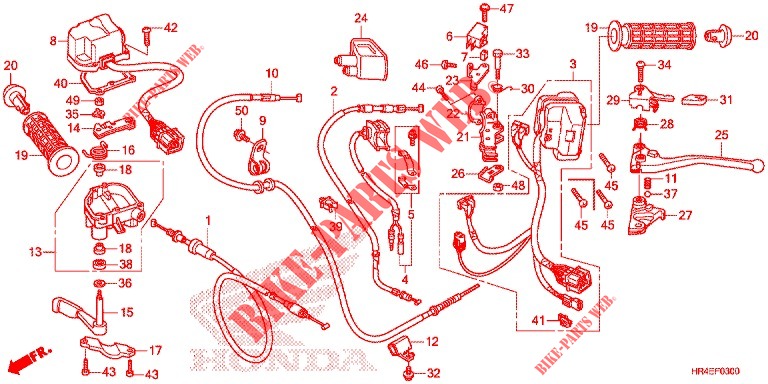 COMMODO   LEVIER   CABLE pour Honda FOURTRAX 500 FOREMAN 4X4 ES PS de 2017