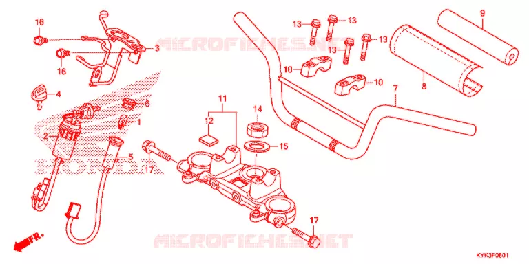 GUIDON - TE DE FOURCHE (CRF110FK) Honda MOTO 110 CRF 2021  CRF110FK