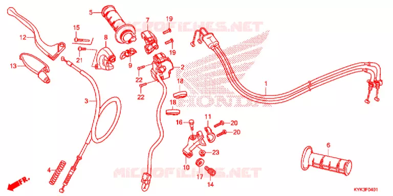 LEVIER DE GUIDON - CABLE - COMMODO (CRF110FK) Honda MOTO 110 CRF 2019  CRF110FK