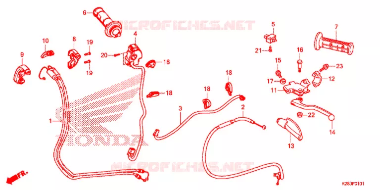 LEVIER DE GUIDON - CABLE - COMMODO (CRF125F/FB K) Honda MOTO 125 CRF 2021  CRF125FBK
