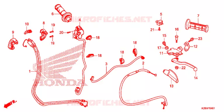 LEVIER DE GUIDON - CABLE - COMMODO (CRF125F/FB'19) Honda MOTO 125 CRF 2019  CRF125FK