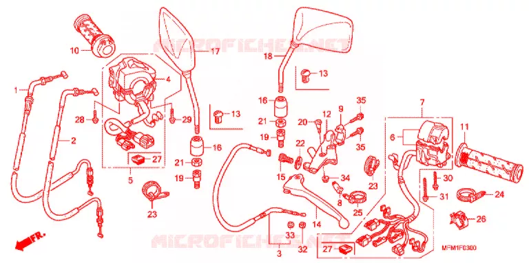 LEVIER DE GUIDON - CABLE - COMMODO Honda MOTO 400 CB 2010  CB400A