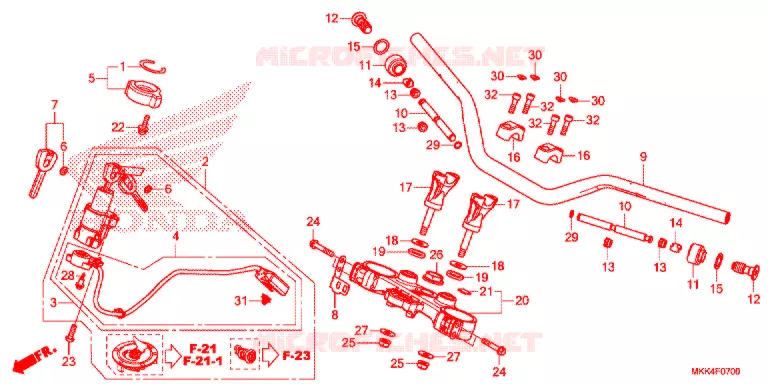 GUIDON - TE DE FOURCHE Honda MOTO 1000 AFRICA-TWIN 2019  CRF1000A2K