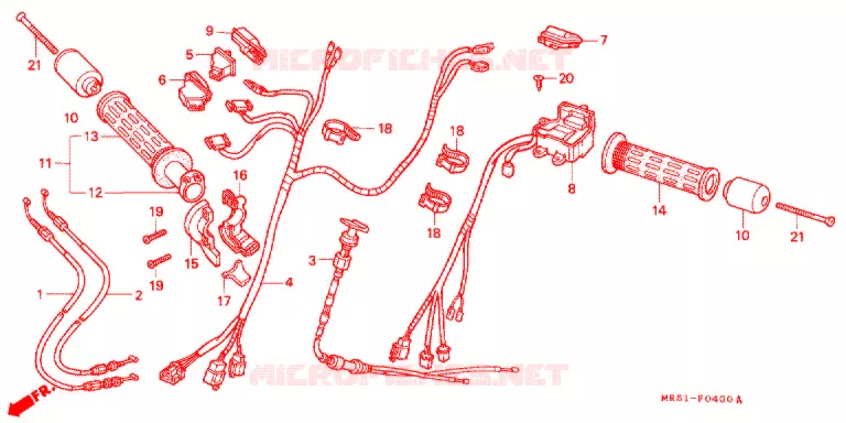 COMMODO - LEVIER - CABLE Honda MOTO 800 PC800 1990  PC800L