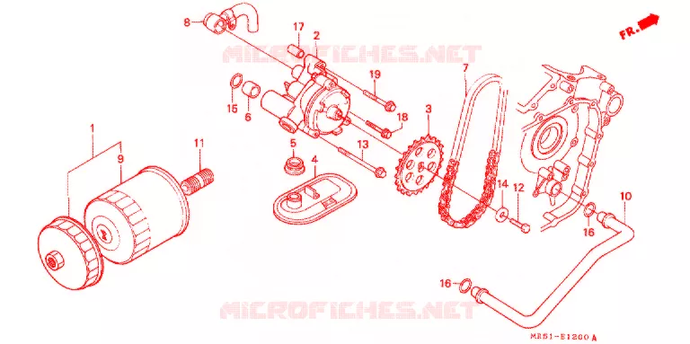 FILTRE A HUILE - POMPE A HUILE Honda MOTO 800 PC800 1990  PC800L