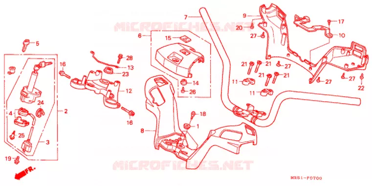 GUIDON - TE DE FOURCHE Honda MOTO 800 PC800 1990  PC800L