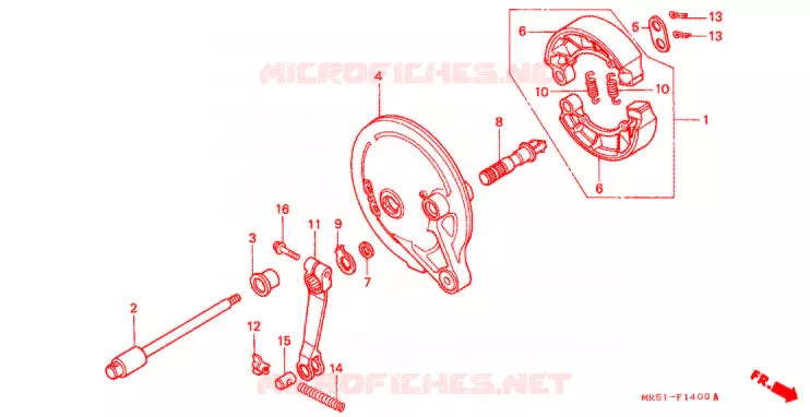 FLASQUE - MACHOIRES DE FREIN ARRIERE Honda MOTO 800 PC800 1994  PC800R