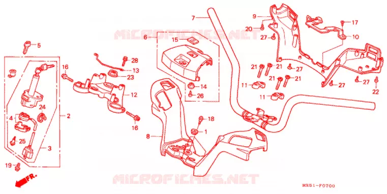 GUIDON - TE DE FOURCHE Honda MOTO 800 PC800 1991  PC800R