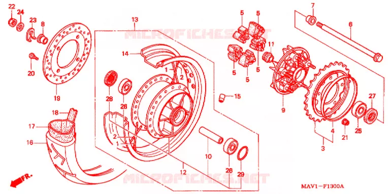 ROUE ARRIERE Honda MOTO 400 ROADSTAR 1996  VRX400T_II