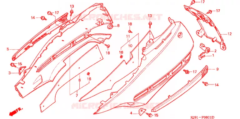 COUVERCLE ARRIERE (CH125H/N/P/R) Honda SCOOTER 125 SPACY 1992  CH125N