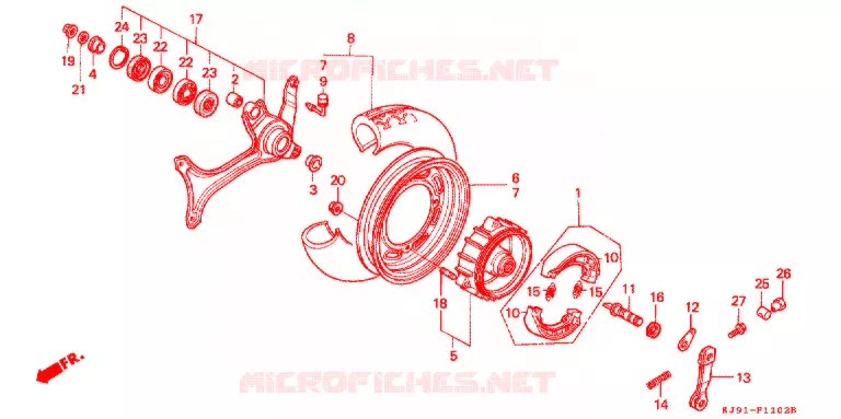 ROUE - BRAS ARRIERE (CH125H/N/P/R) Honda SCOOTER 125 SPACY 1992  CH125N