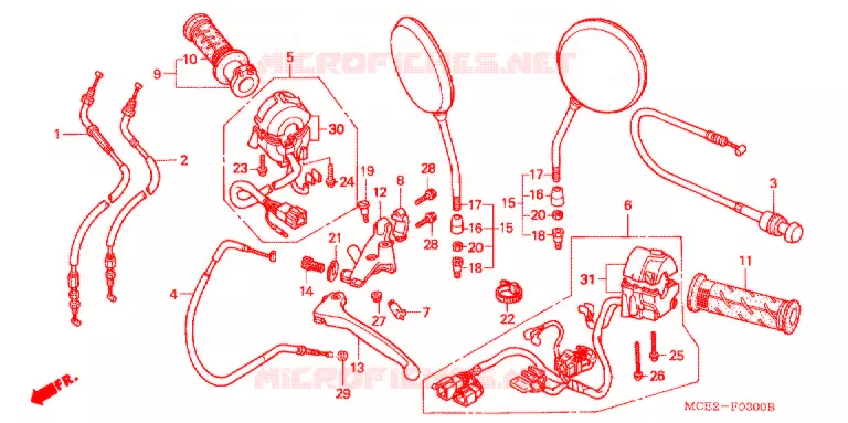 COMMODO - LEVIER - CABLE Honda MOTO 400 CB 2007  CB400L6
