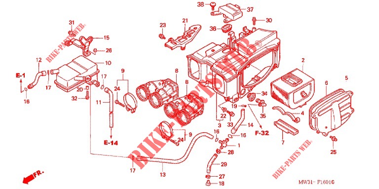 FILTRE A AIR (CB750F2N/T/1 CB750F4/5) pour Honda CB 750 RED de 2004