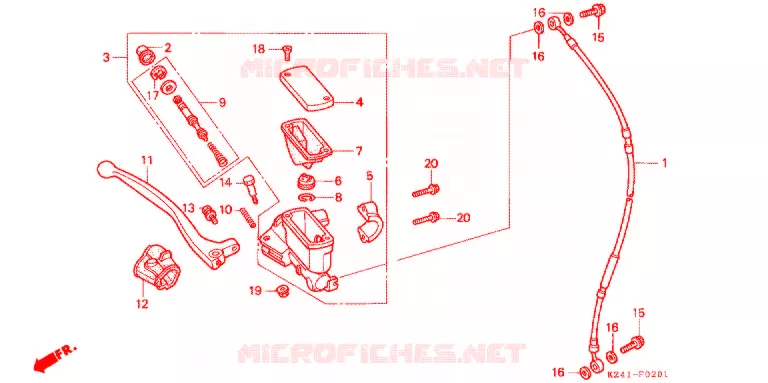 MAITRE CYLINDRE DE FREIN AVANT (CR125RN/P/R/S/T/V) Honda MOTO 125 CR 1996  CR125RT