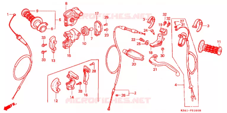 LEVIER DE GUIDON - CABLE - COMMODO Honda MOTO 125 CR 1997  CR125RV