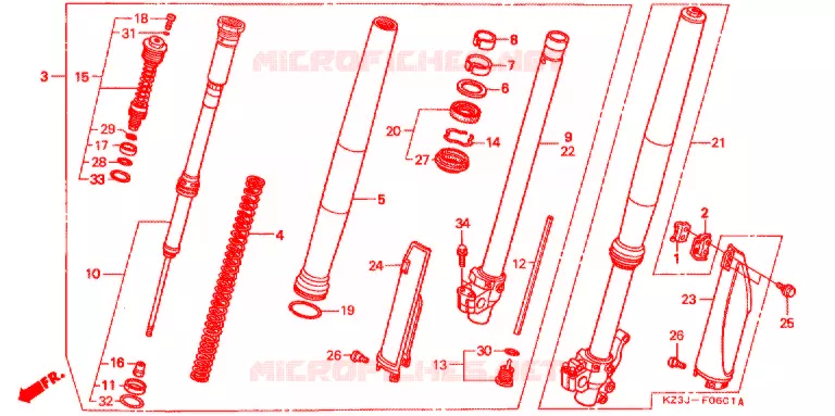 FOURCHE (CR250RW/RX) Honda MOTO 250 CR 1998  CR250RW