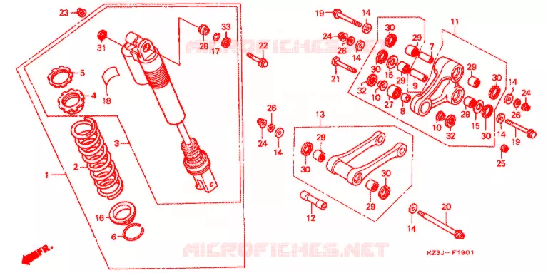 AMORTISSEUR ARRIERE (CR250RW/RX) Honda MOTO 250 CR 1999  CR250RX