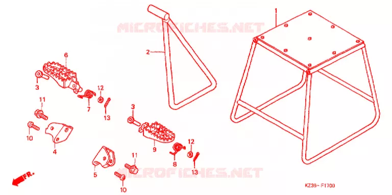 BEQUILLE - REPOSE PIEDS Honda MOTO 250 CR 2000  CR250RY