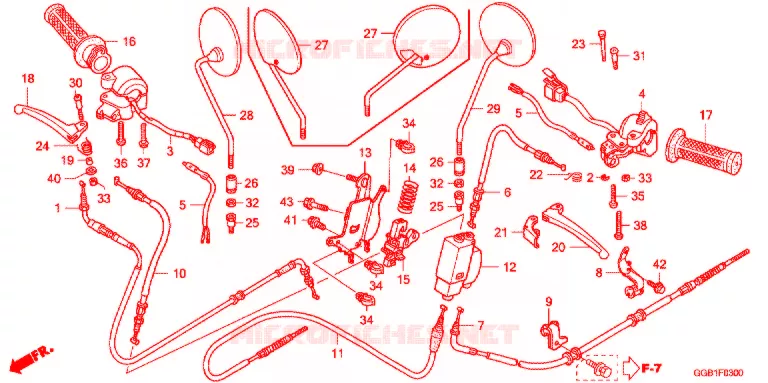 LEVIER DE GUIDON - CABLE - COMMODO Honda SCOOTER 50 SCOOPY 2010  CHF50A