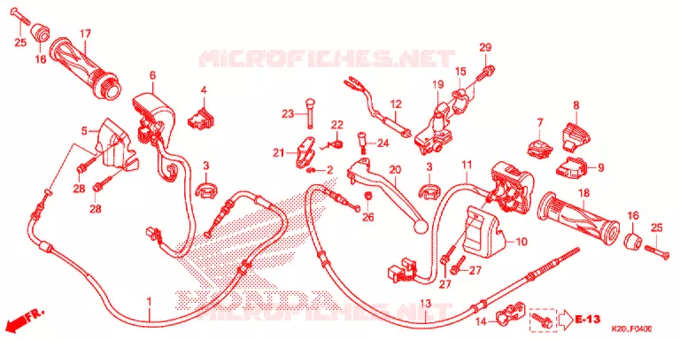 LEVIER DE GUIDON - CABLE - COMMODO (ACG110CSF) Honda SCOOTER 110 ZOOMER 2013  ACG110CSFD