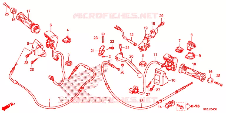 LEVIER DE GUIDON - CABLE - COMMODO (ACG110CSF) Honda SCOOTER 110 ZOOMER 2014  ACG110CSFE