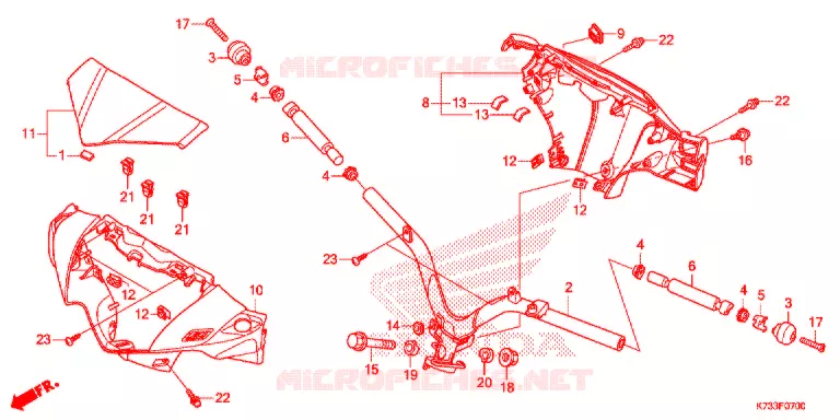 GUIDON - CARENAGE (AFS125MSF/CSF/KSFH) Honda MOTO 125 WAVE 2018  AFS125KSFH_TH