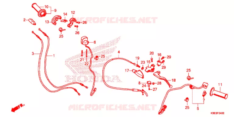 LEVIER DE GUIDON - CABLE - COMMODO Honda MOTO 250 CRF 2020  CRF250FL