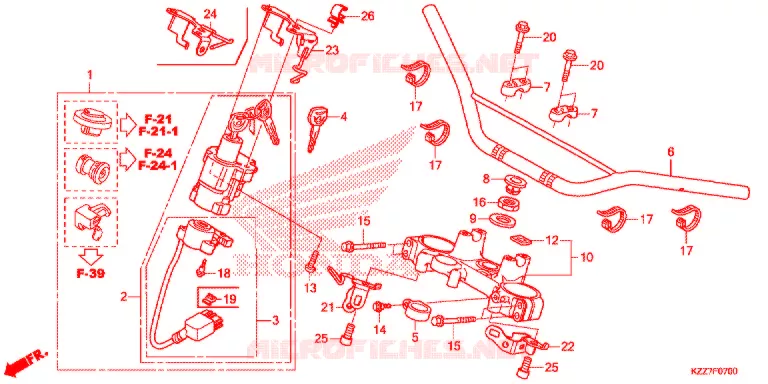 GUIDON - TE DE FOURCHE Honda MOTO 250 CRF 2021  CRF250LAK