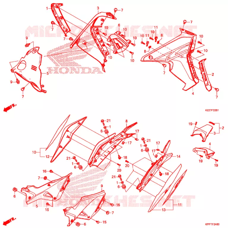 OUIES DE RADIATEUR (CRF250RL/RLA) Honda MOTO 250 CRF 2019  CRF250LAK