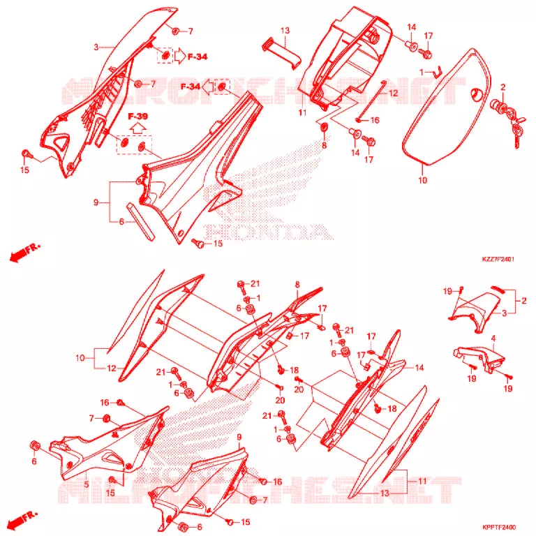 COUVERCLES LATERAUX (CRF250RL/RLA) Honda MOTO 250 CRF 2019  CRF250RLK