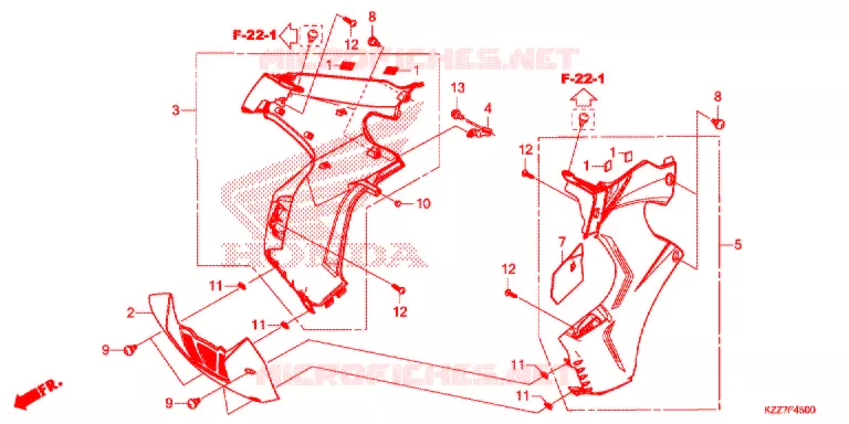 CARENAGES LATERAUX AVANT Honda MOTO 250 CRF 2020  CRF250RLK