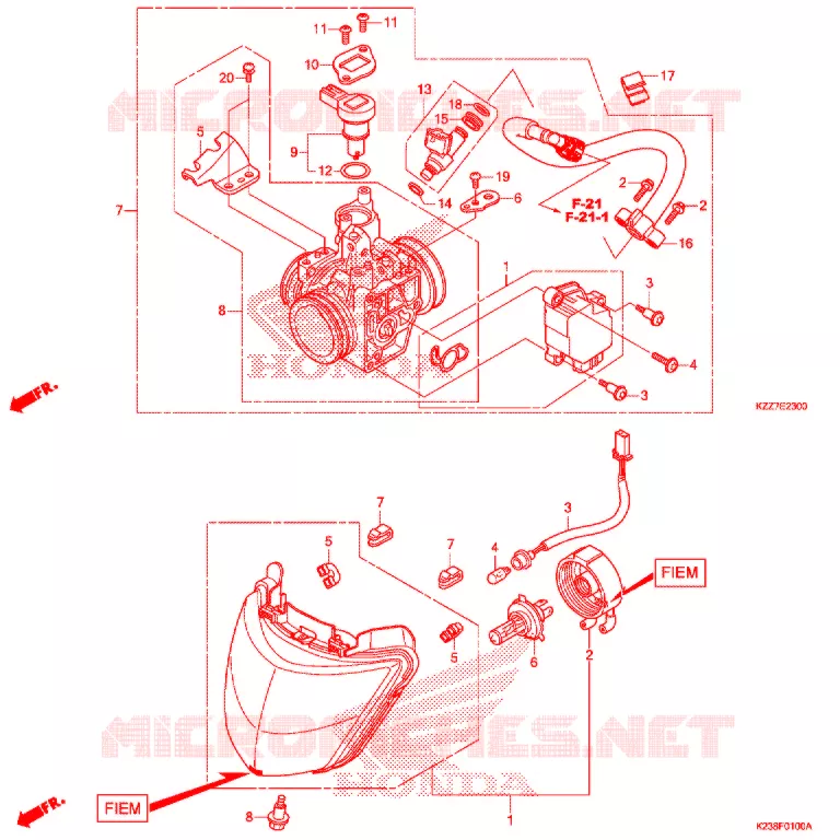 CORPS DE PAPILLON Honda MOTO 250 CRF 2020  CRF250RLK
