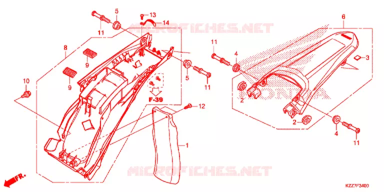 GARDE-BOUE ARRIERE Honda MOTO 250 CRF 2020  CRF250RLK