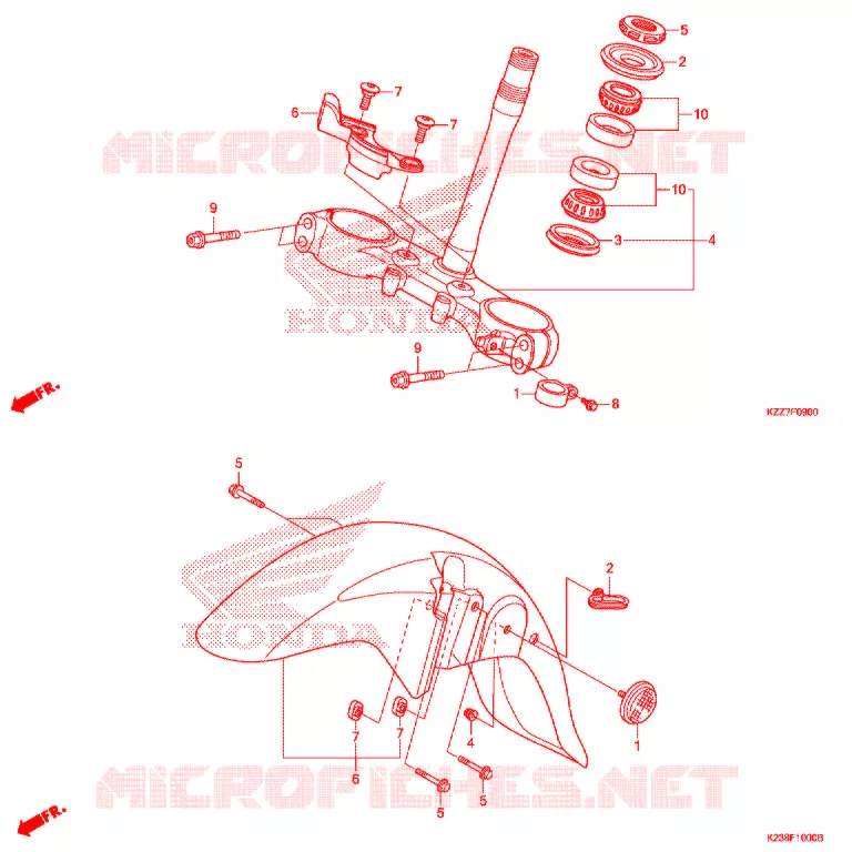 TE DE FOURCHE Honda MOTO 250 CRF 2020  CRF250RLK