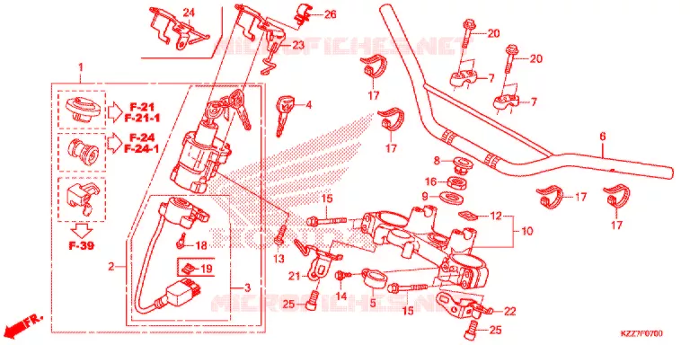GUIDON - TE DE FOURCHE Honda MOTO 250 CRF 2018  CRF250RLK