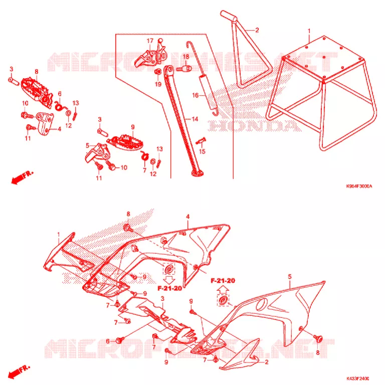 REPOSE PIED - BEQUILLE Honda MOTO 250 CRF 2020  CRF250RL