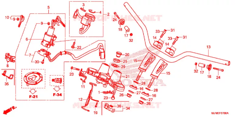 GUIDON - TE DE FOURCHE Honda MOTO 800 CROSSRUNNER 2019  VFR800XK