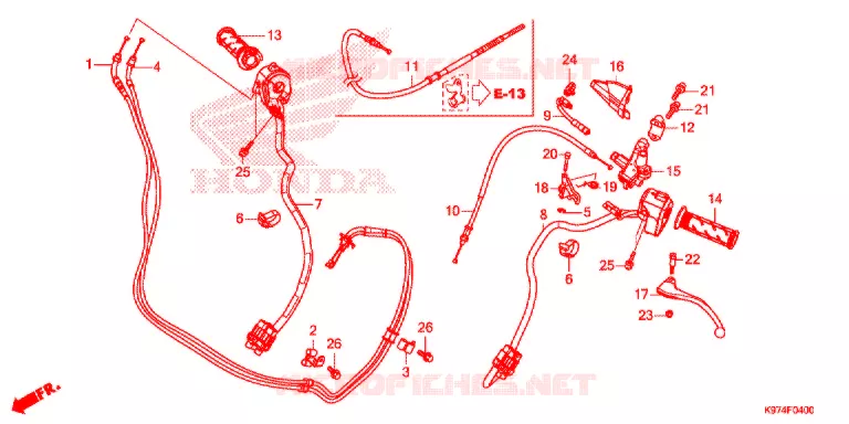 LEVIER DE GUIDON - CABLE - COMMODO Honda SCOOTER 150 PCX 2019  WW150K_A