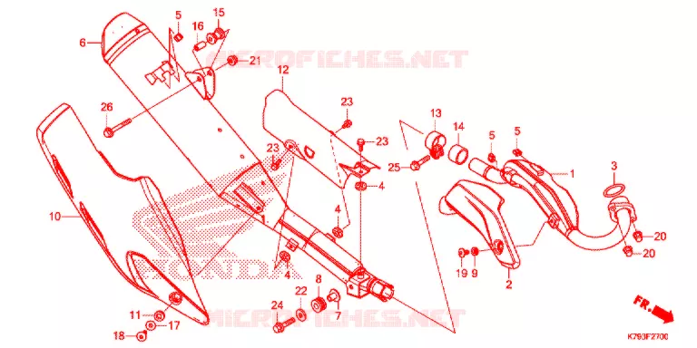 SILENCIEUX D'ECHAPPEMENT Honda MOTO 190 XR 2021  XR190LK