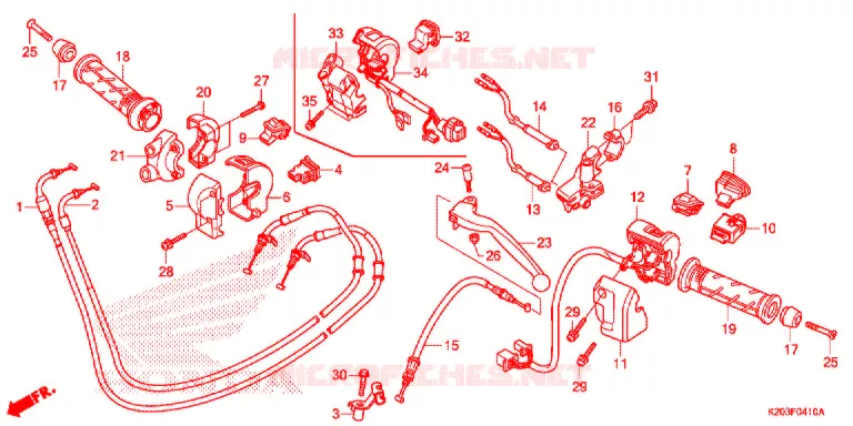 LEVIER DE GUIDON - CABLE - COMMODO Honda SCOOTER 110 ZOOMER 2017  ACG110CBTH