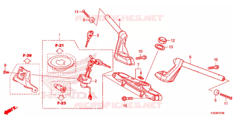 GUIDON - TE DE FOURCHE Honda MOTO 190 CB 2017  CBF190WHG