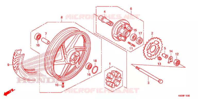 ROUE ARRIERE Honda MOTO 110 CD 2017  CB110C2H