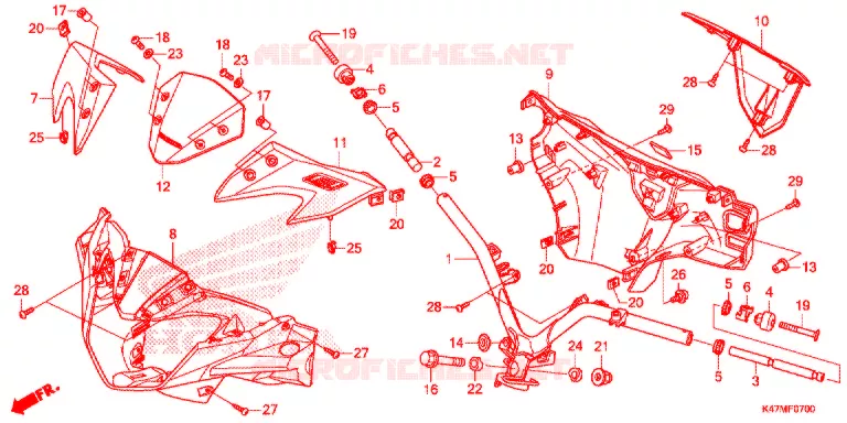 GUIDON - CARENAGE Honda MOTO 125 DASH 2019  AFP125CRFK
